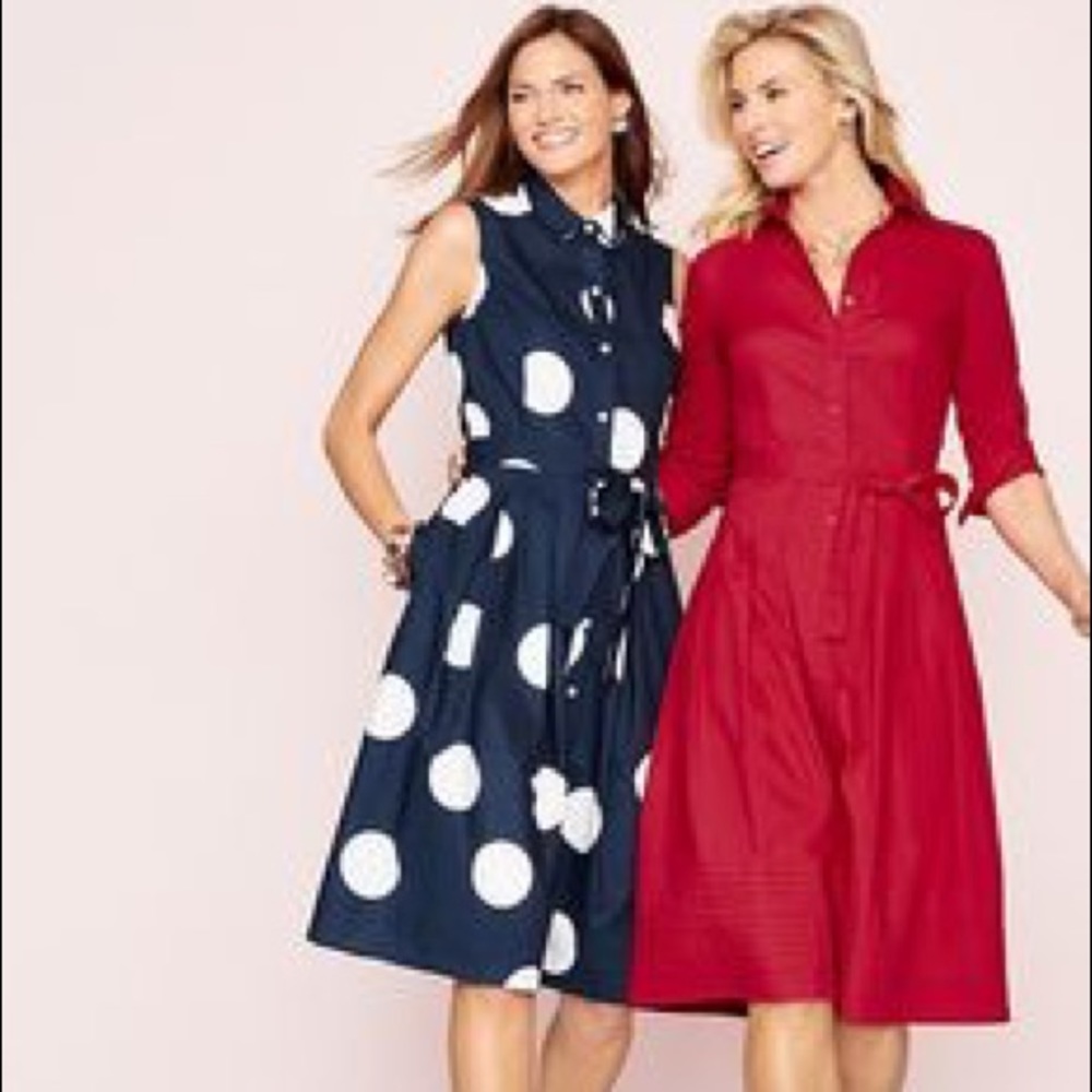 Talbots Navy and White Polka Dot Dress
